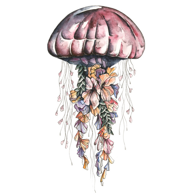 jellyfish with flowers