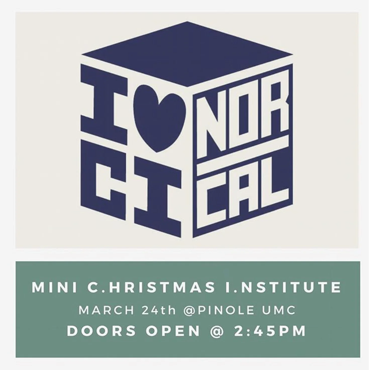 //DOORS OPEN 2:45PM// MINI CI is less than two weeks away! Please continue to spread the word to your family, friends, and faith community! Doors open at 2:45PM at Pinole UMC, and worship service will start promptly at 3PM! March 12th, 2018