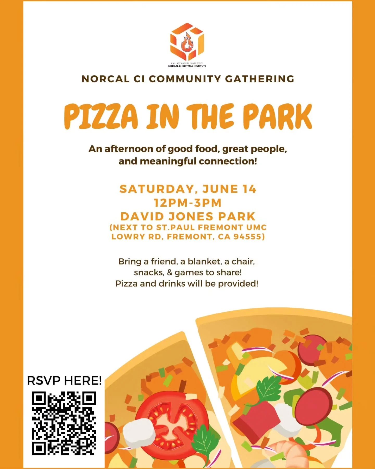 We&rsquo;re excited to invite you to our Pizza in the Park community gathering at David Jones Park in Fremont! We&rsquo;ll bring the pizza and drinks &mdash; all you need to do is bring your friends, your favorite park essentials (blankets, games, fr