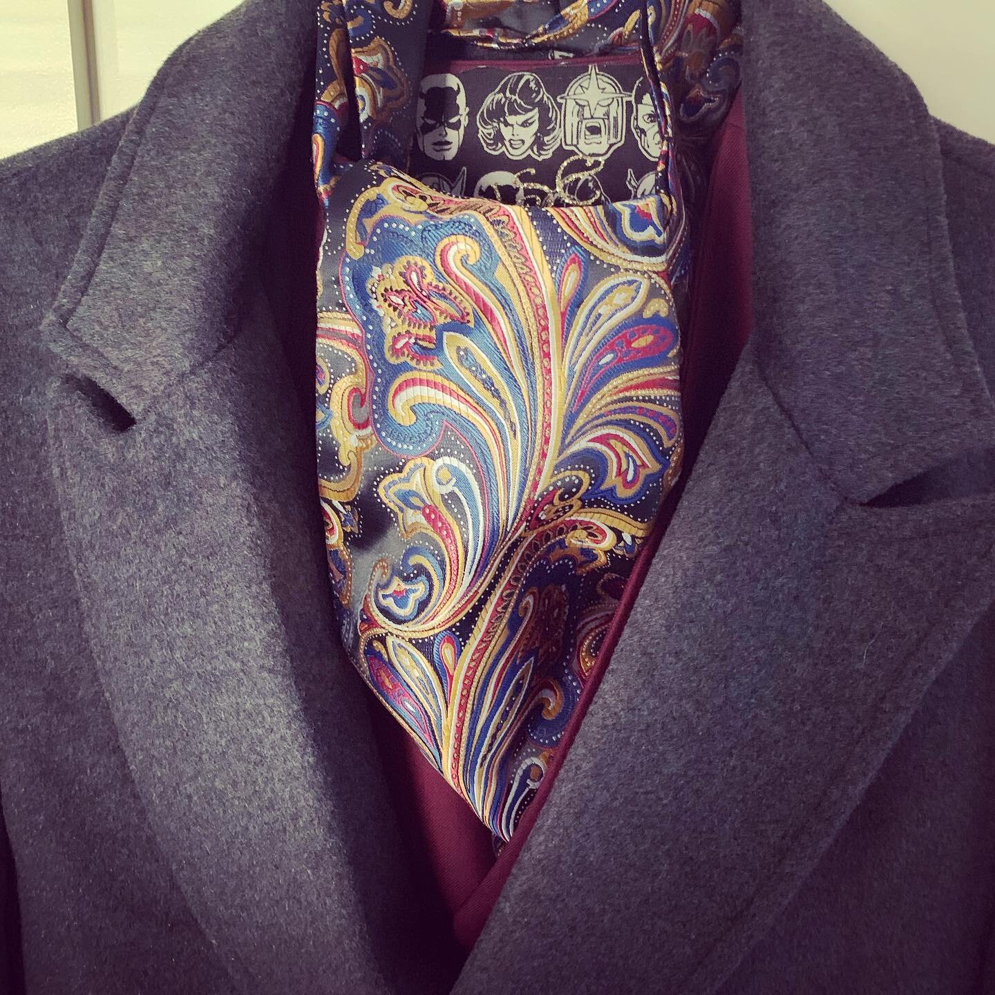 Commission. Ascot, vest and wool overcoat.