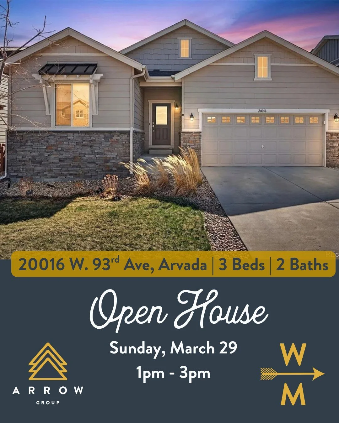 🏡OPEN HOUSE🏡

Join Colleen for an open house at this beautiful home in Candelas today from 1 pm to 3 pm. 

📍20016 W. 93rd Ave, Arvada
🛏️3 bedrooms
🛁2 bathrooms
✨Abundant natural light, mountain views, community amenities including pool, clubhous