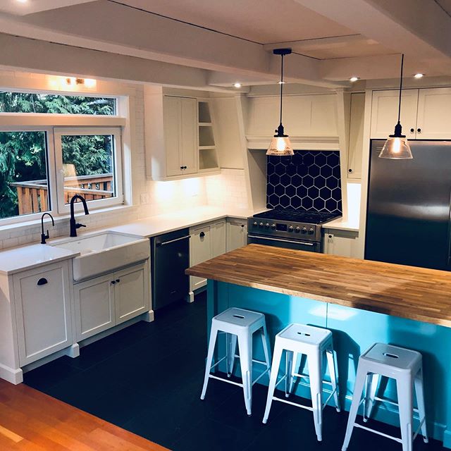 Our crew enjoyed this custom kitchen made to meet the demands of day to day life and accommodate the unique character of the home.