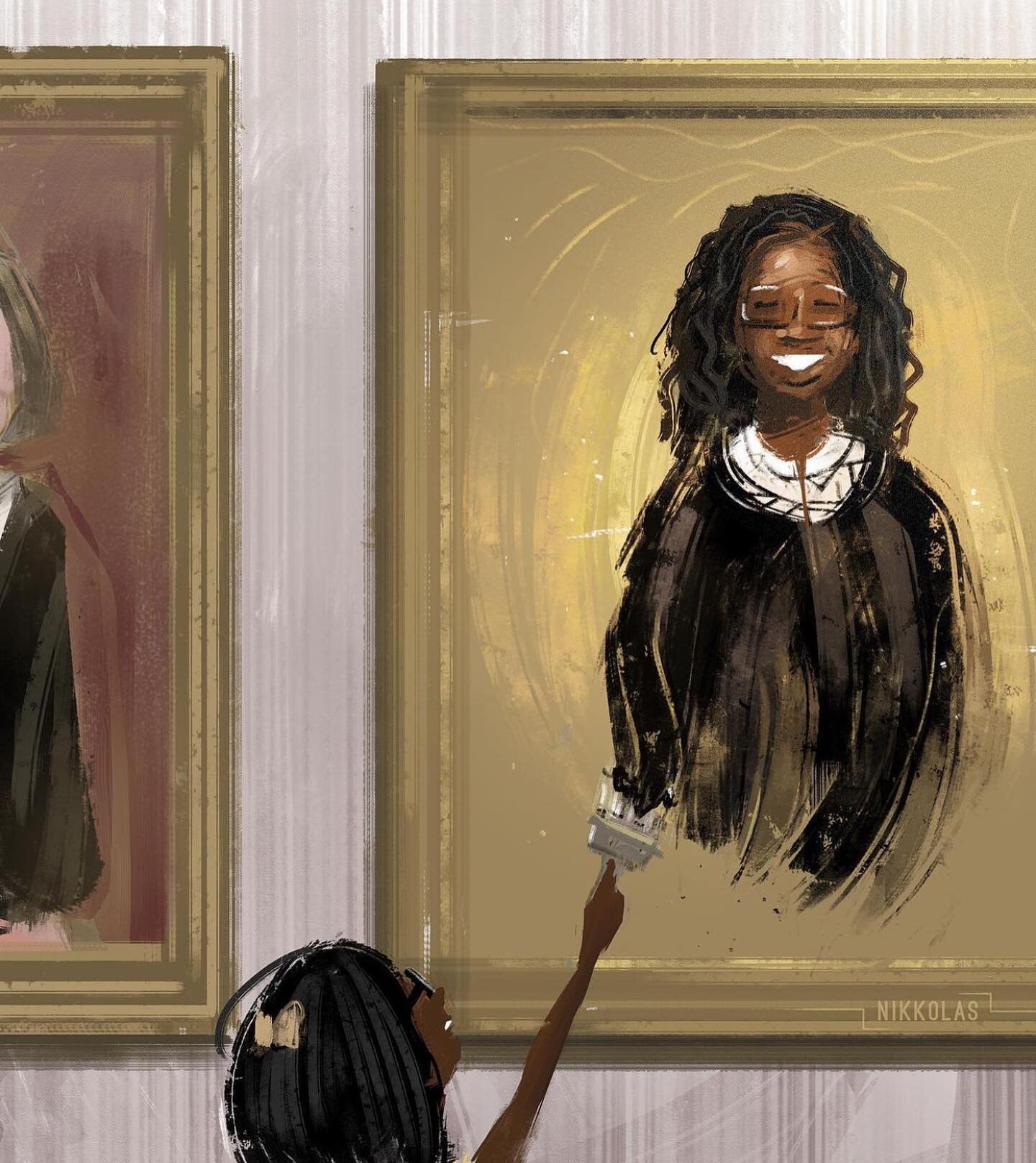 How beautiful is this!!!!! 

art by @nikkolas_smith of future Justice Ketanji Brown Jackson

#SCOTUS #SheWillRise @sistascotus