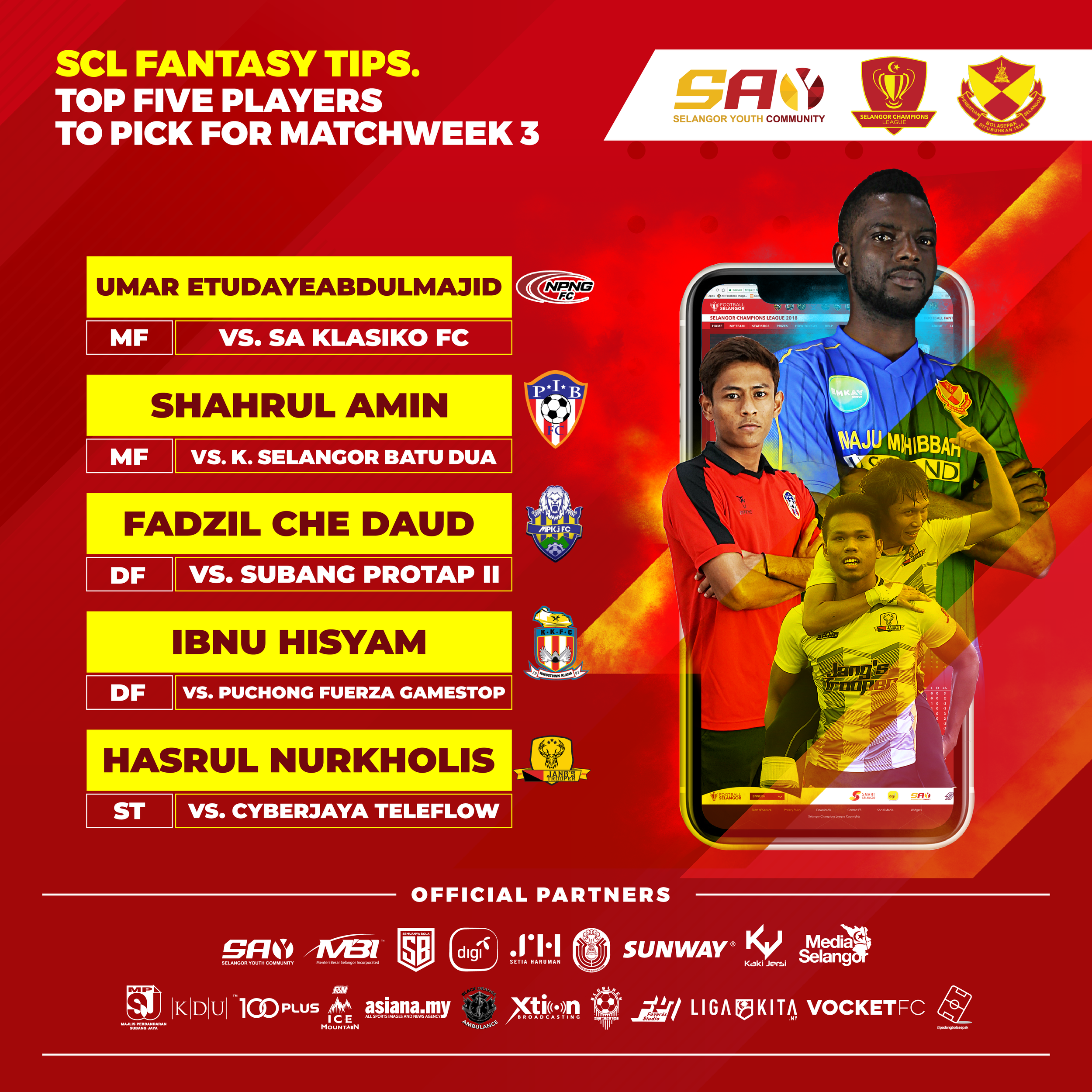 Fantasy Selangor Champions League 2019 - Week 3 Tips