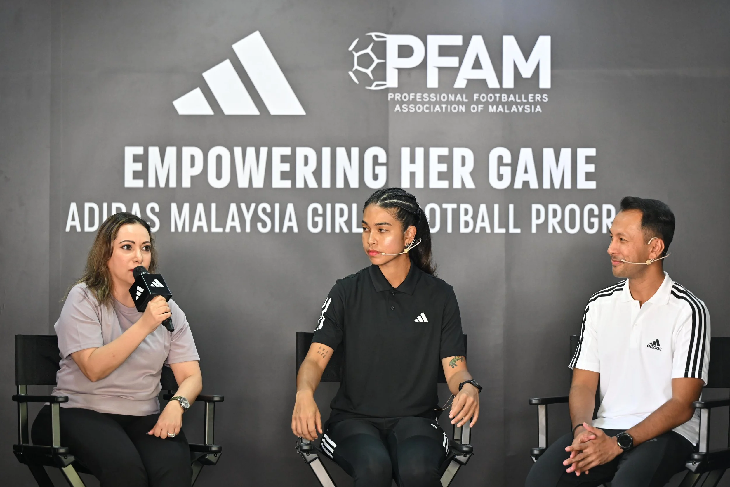  (L-R) Sharmin Photograher, Steffi Siddhu and Izham Ismail during the media Q&amp;A at the launch of AMGFP 