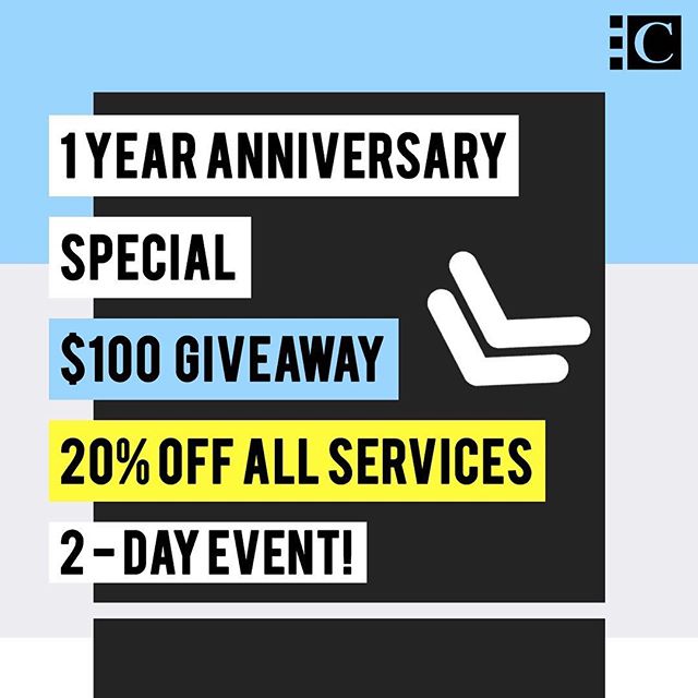 🎆1 YEAR ANNIVERSARY SPECIAL🎆 🎊🎊🎊20% OFF ALL SERVICES 🎊🎊🎊 Yes, you heard that right. For today and tomorrow only, 20% OFF ALL SERVICES.

Over the past year, we have received huge support from our community, friends, and patrons. We have reache