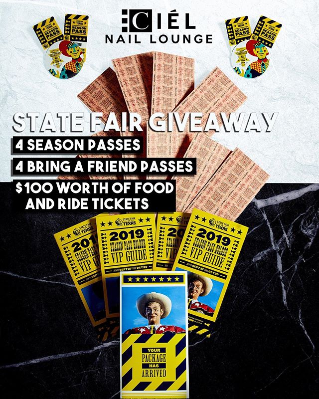 As a way to show our appreciation this year, we would like to giveaway the BIGGEST State Fair of Texas Experience!! 💸💸
Winner will receive:
1) 4 Season Tickets 🎇
2) 4 Bring a Friend Passes 🎟
3) $100 Worth of Food/Ride Tickets 🍖
Total Value: +$30