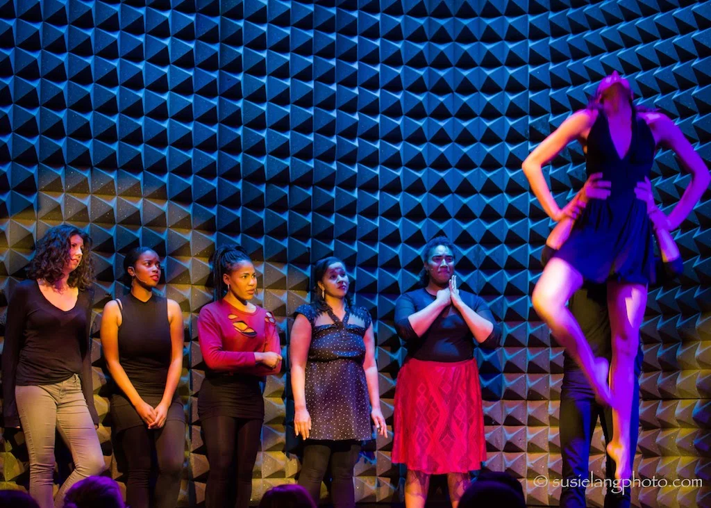 Monique Sanchez, Reese Antoinette, Jennean Farmer, Anya Pearson, Aleca Piper, Kayla Banks, and Shannon Giles in the Showcase Production at Joe's Pub at The Public Theater. Photo: Susie Lang