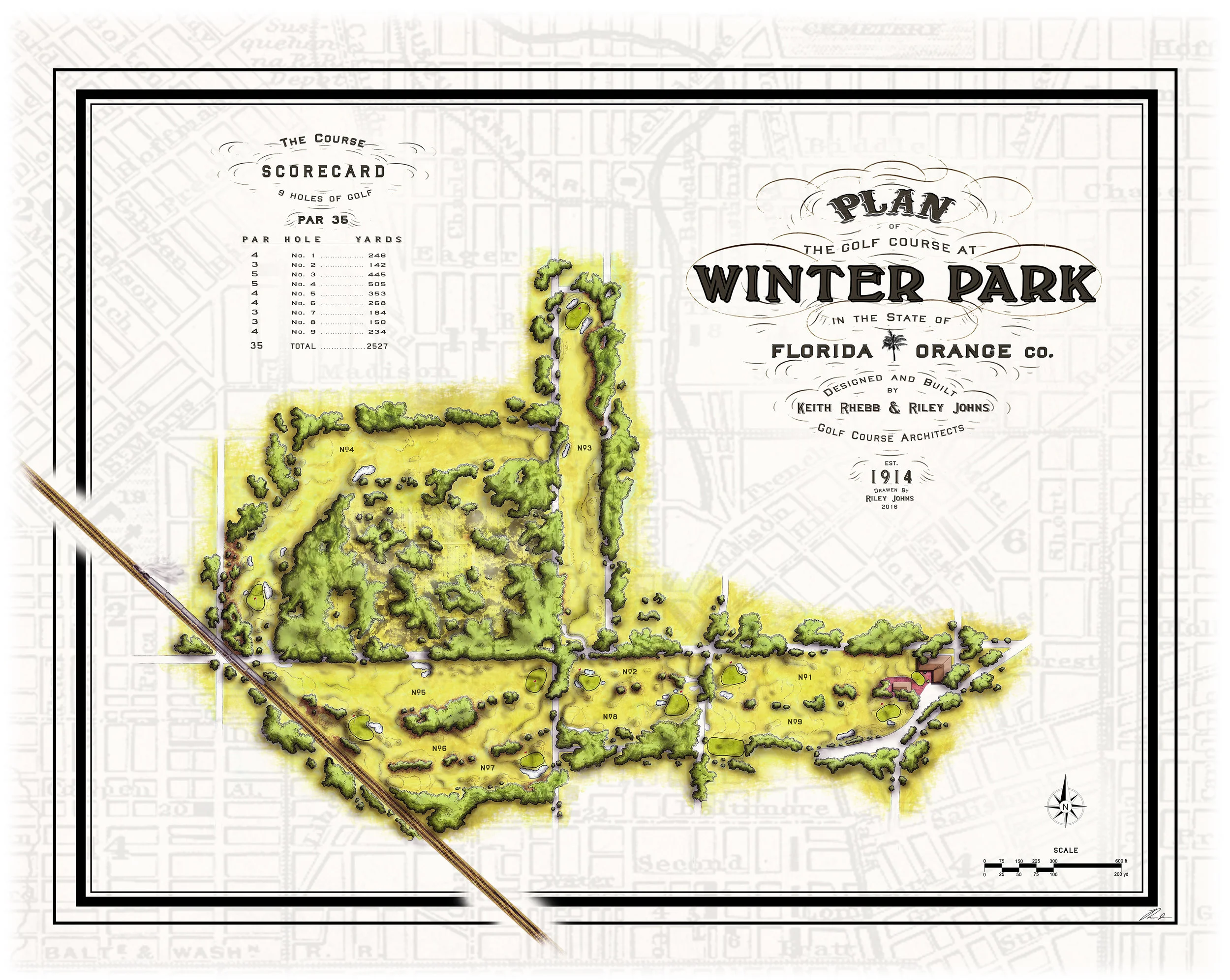The Winter Park Golf Course master plan - Canvas prints available for purchase in pro shop