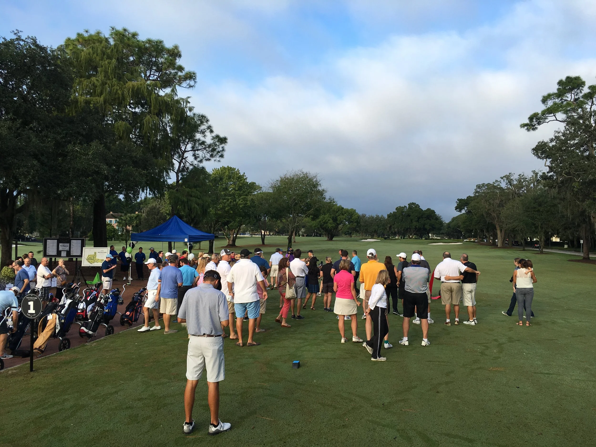 Golfers eagerly await to play on opening day.