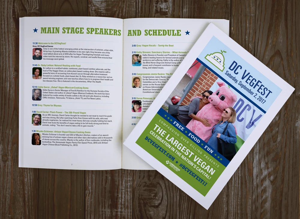  produced marketing collateral that includes programs, advertisements, and postcards 