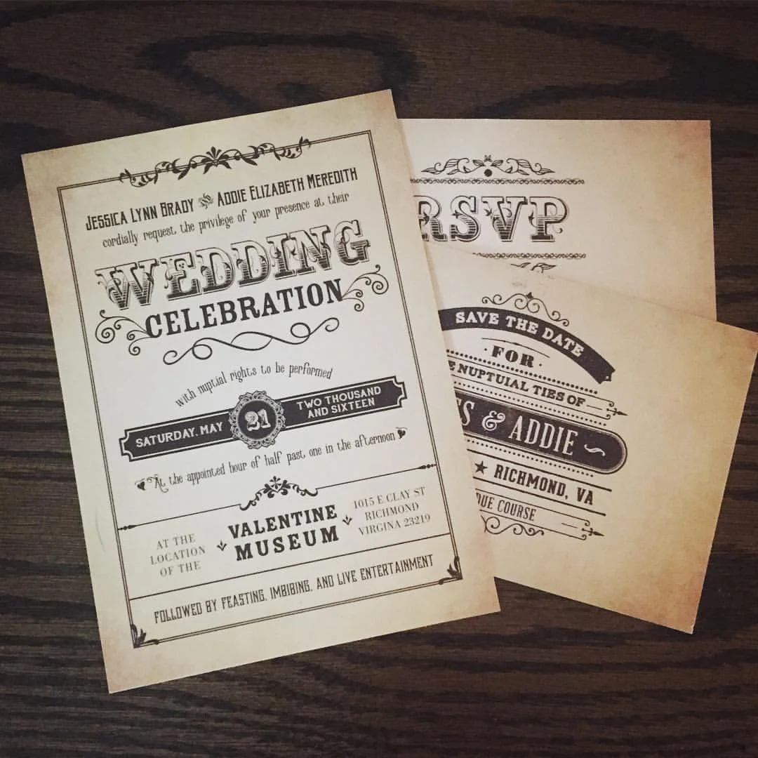 Invitation set for Southern vintage inspired wedding