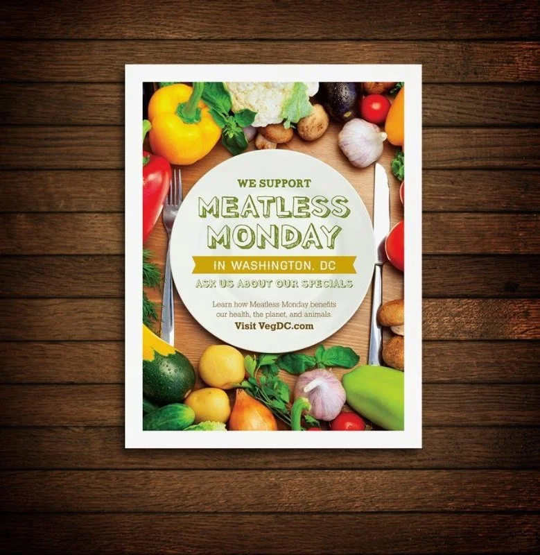 Meatless Monday restaurant posters for VegDC.com