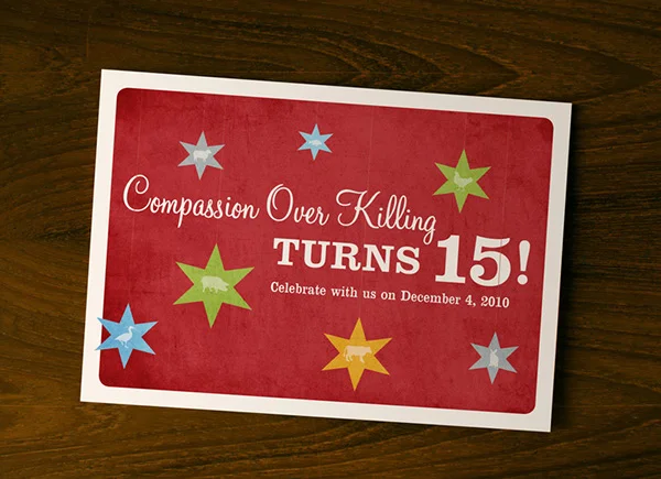 Anniversary party invitation for Compassion Over Killing