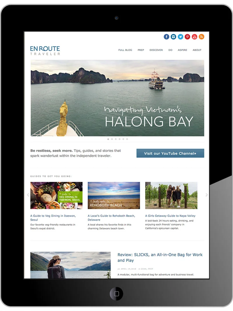 responsive Wordpress blog for En Route Traveler