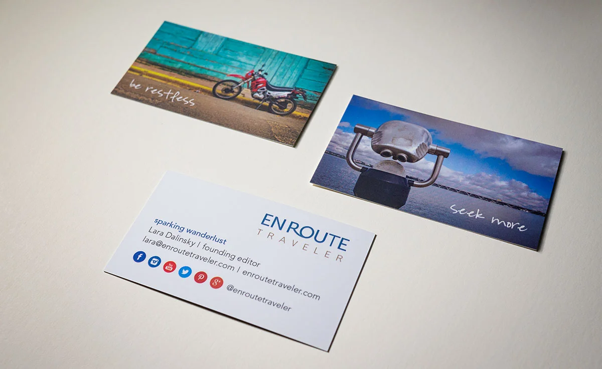  Business card series with varying cover images. 
