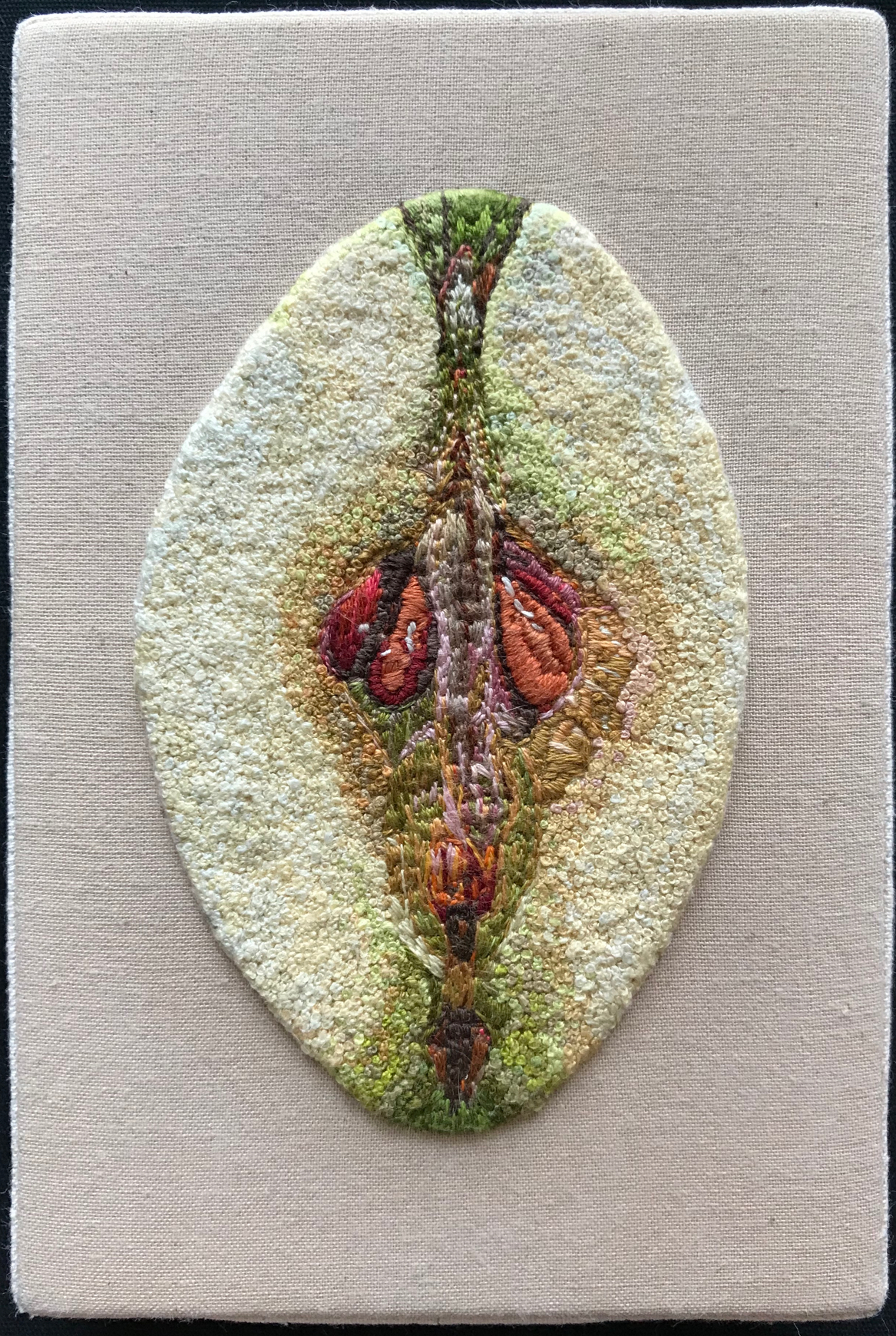  Teresa Shields  One Bad Apple  French Knots on Canvas  6” x 4” x 1”  2018 