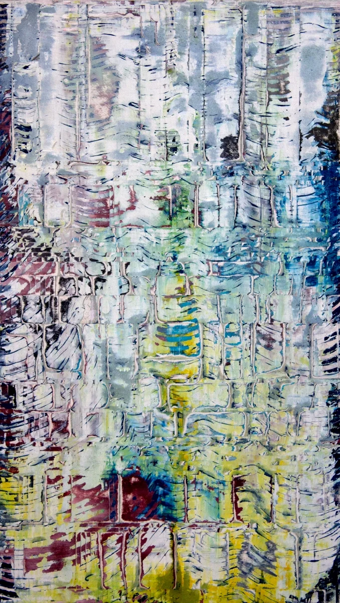 Zach Van Horn Asiety: Inhale/Exhale Oil on Paper Mounted on Wood Panel 32” x 18” 2018