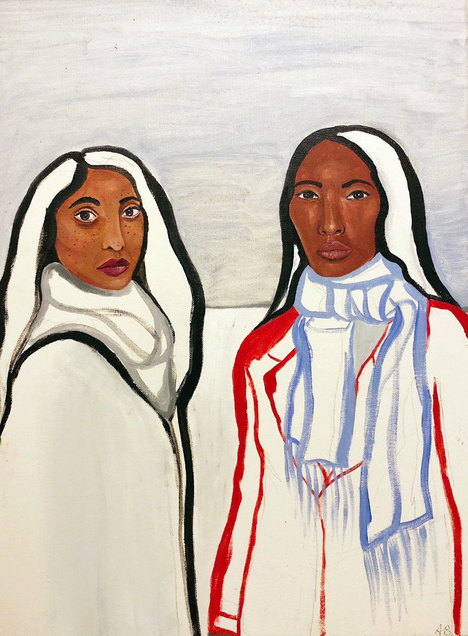  Annabelle Buck  Two women in a field  Acrylic on canvas  24” x 18”  2018 
