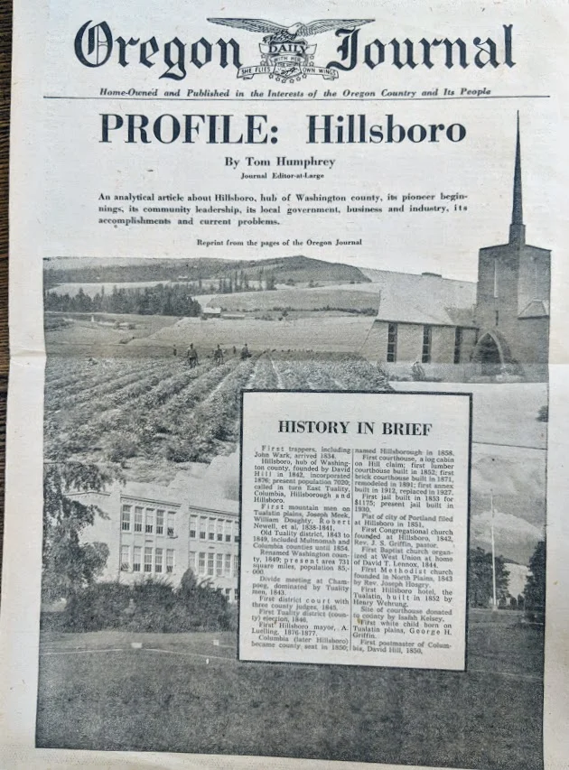 Oregon Journal Guide To Hillsboro, Oregon History Unearthed