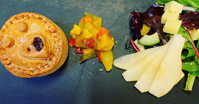 Homemade Pork Pie, piccalilli, pear and cheddar salad #kirkcudbright #eatscottish