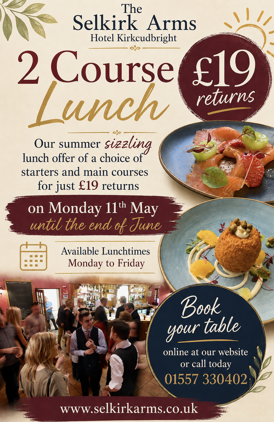 2 course lunch for £19