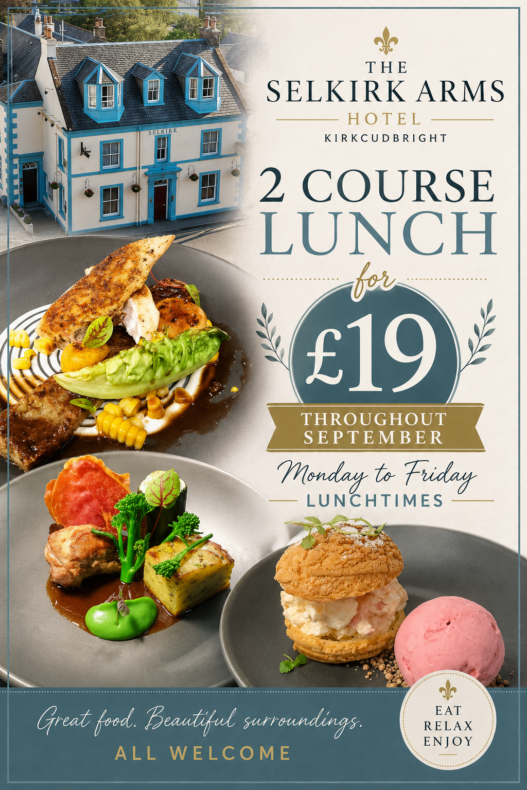 Back for September 2 course lunch £19