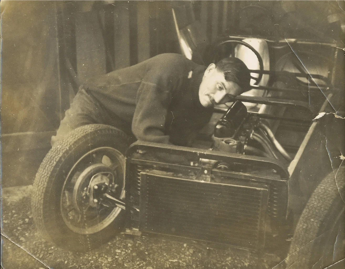 Arthur building his Formula Junior U2 Mk2 at Roade, winter 1959/60