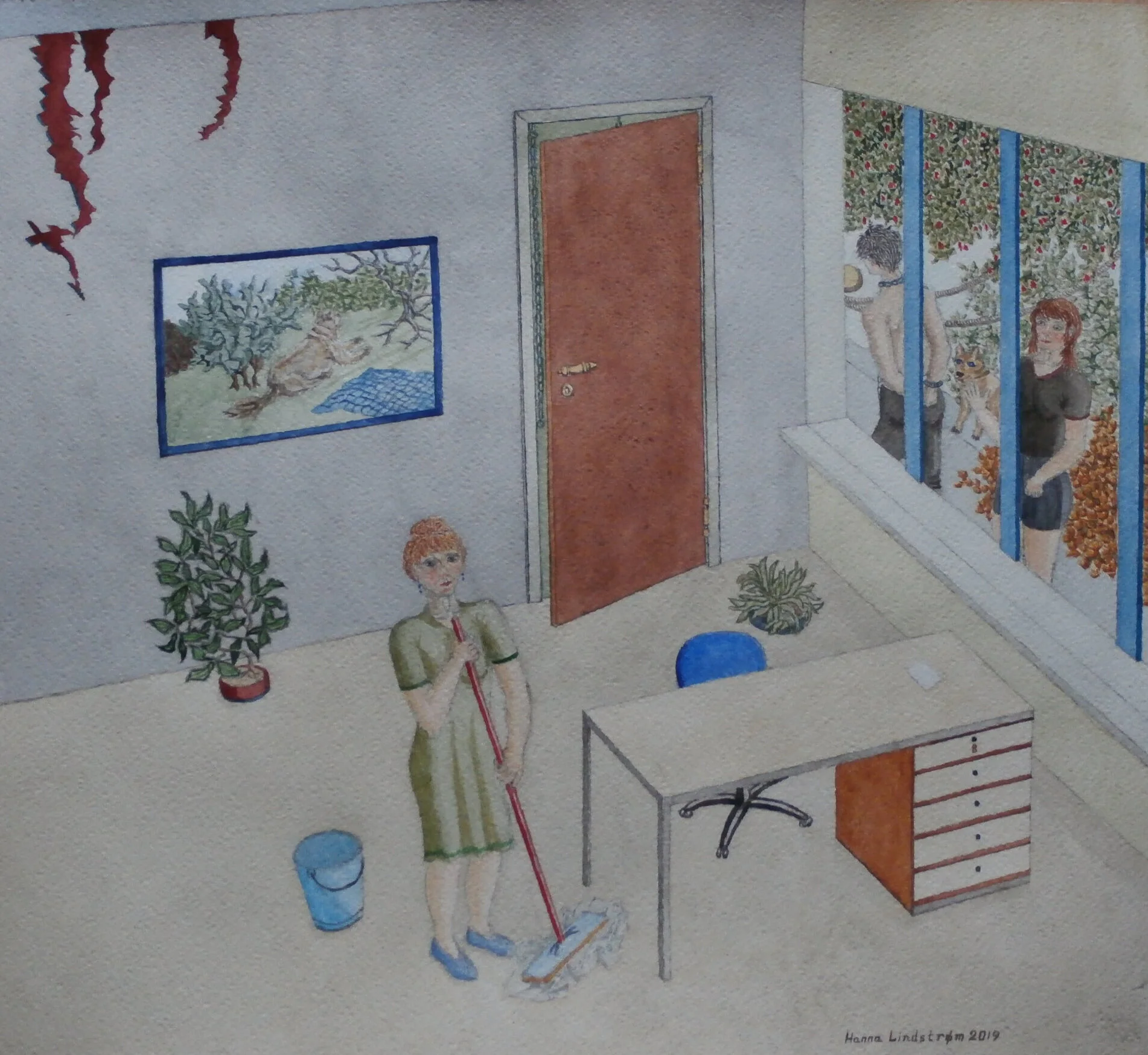 Den hellige rengøringskone - kvinde gør rent: i serien: De hellige tre koner