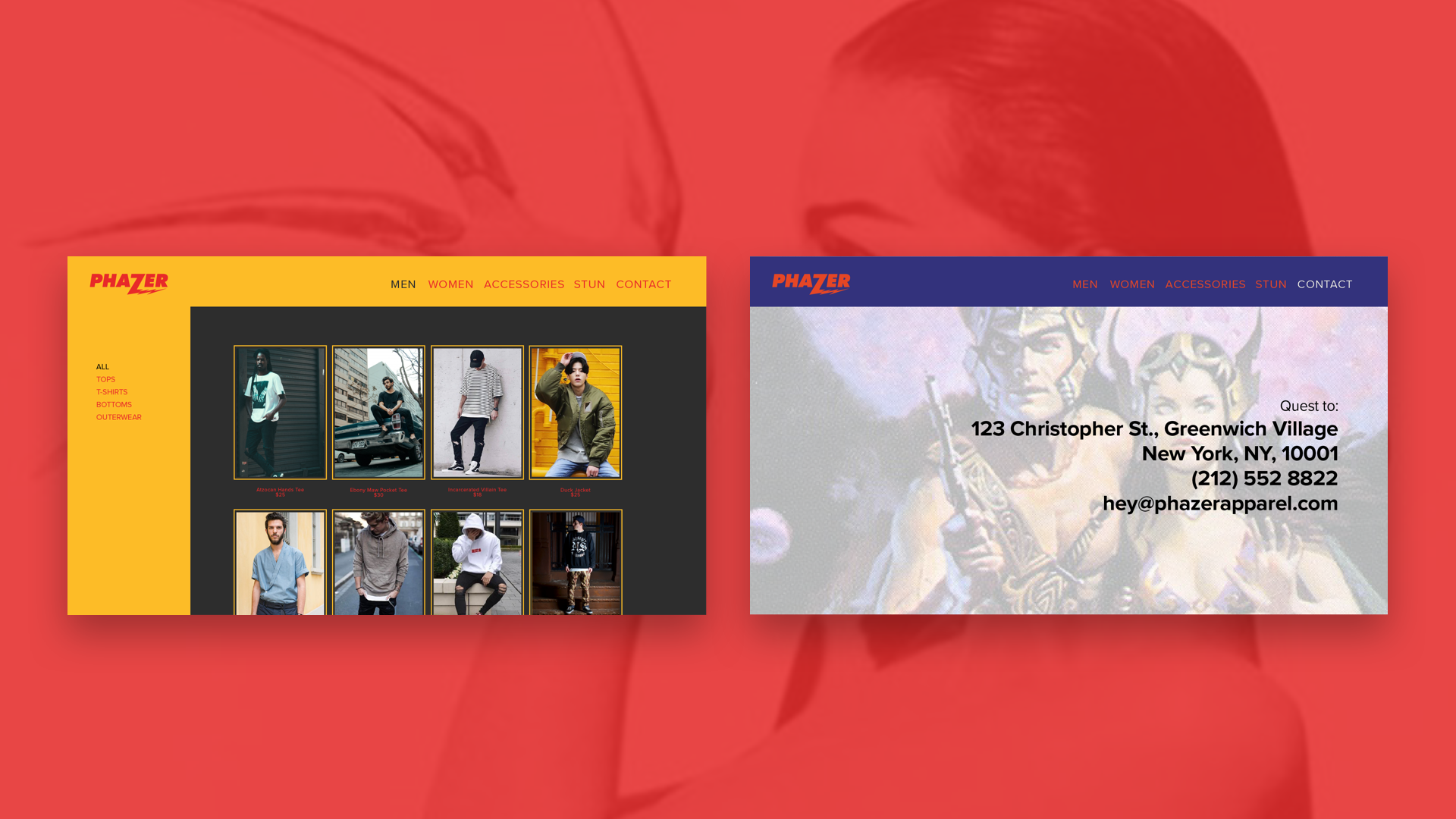 Phazer 's website is a simple online shopping experience.