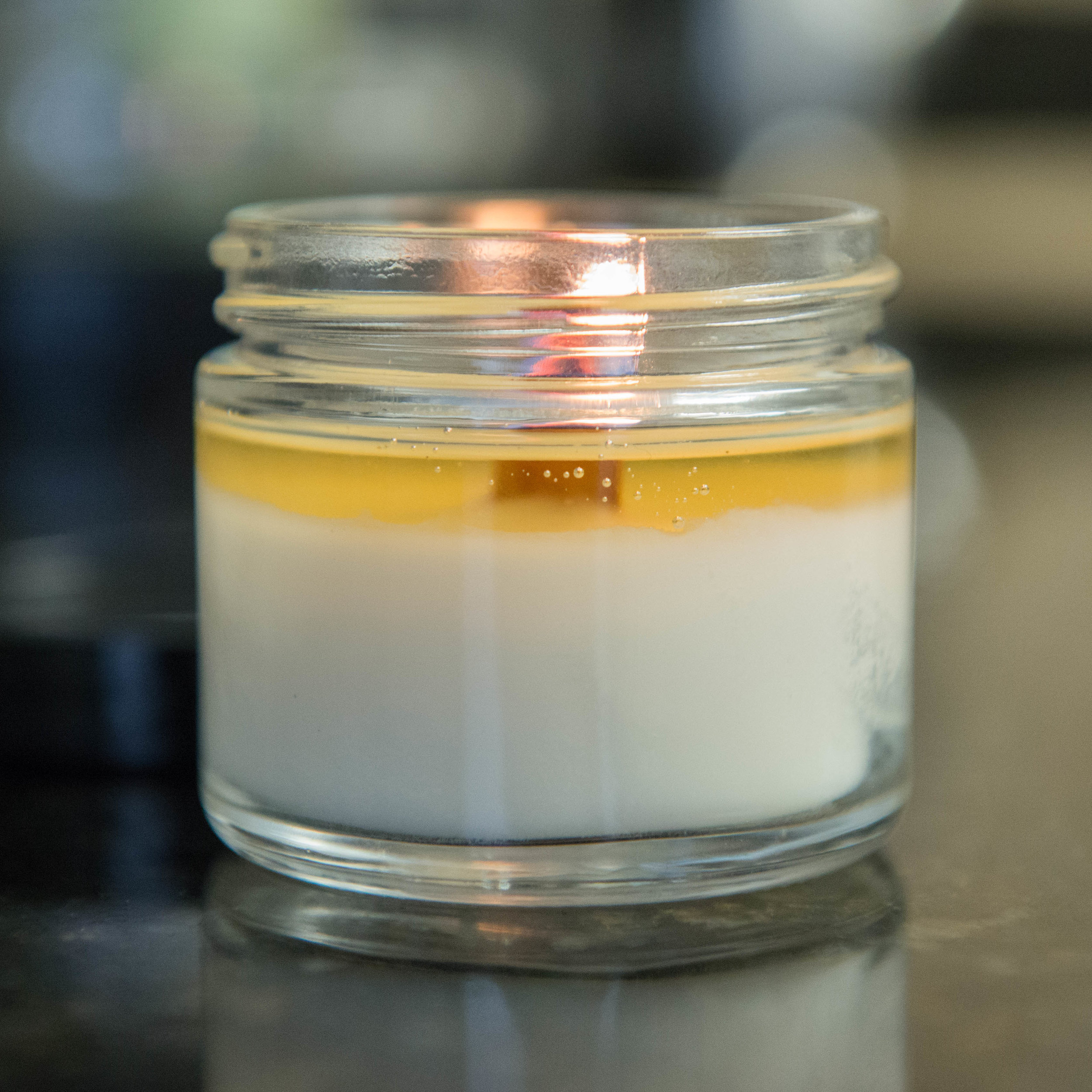 865 Candle Company Burning 2 oz. Clear Glass Jar Candle