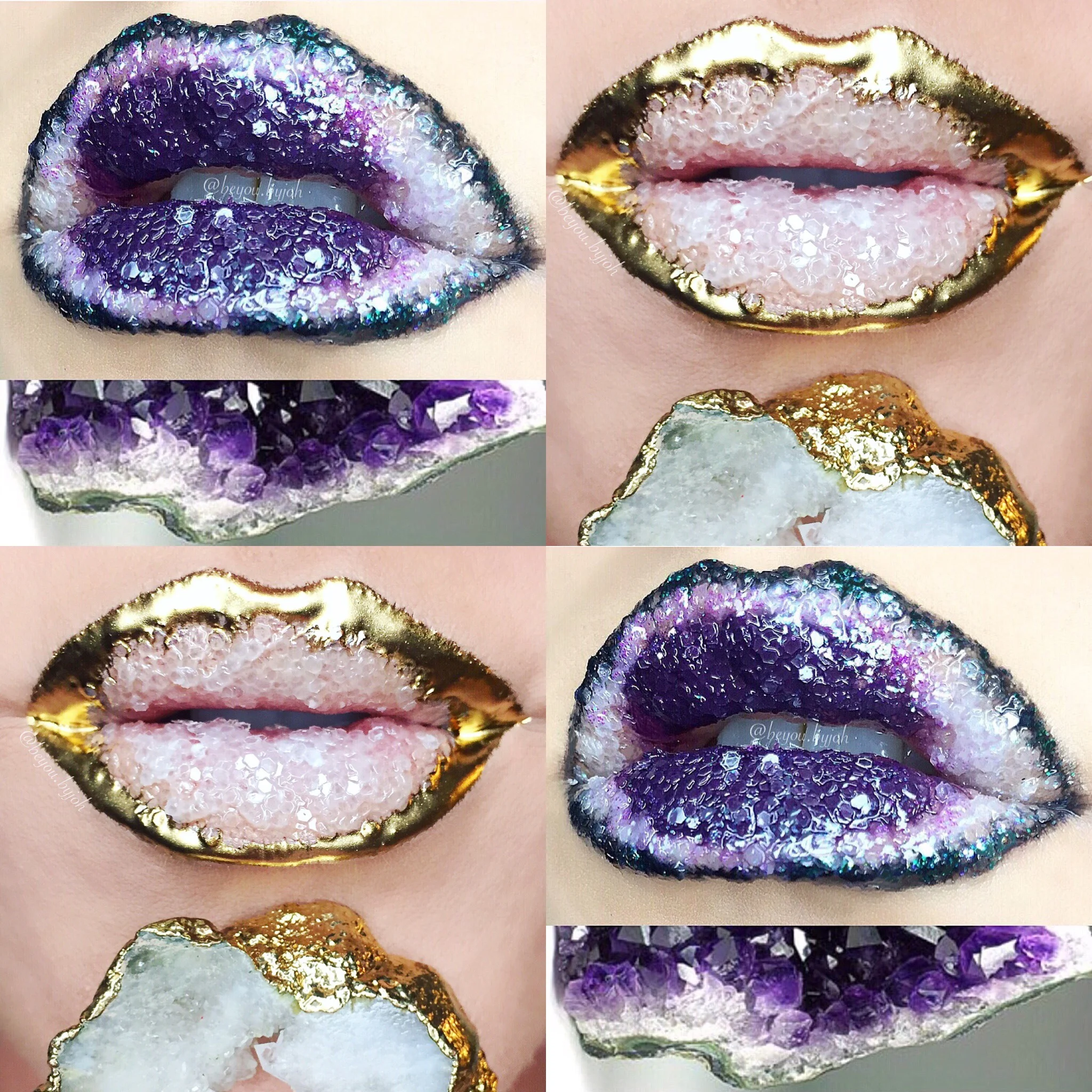 Crystal geodes Amethyst & liquid gold