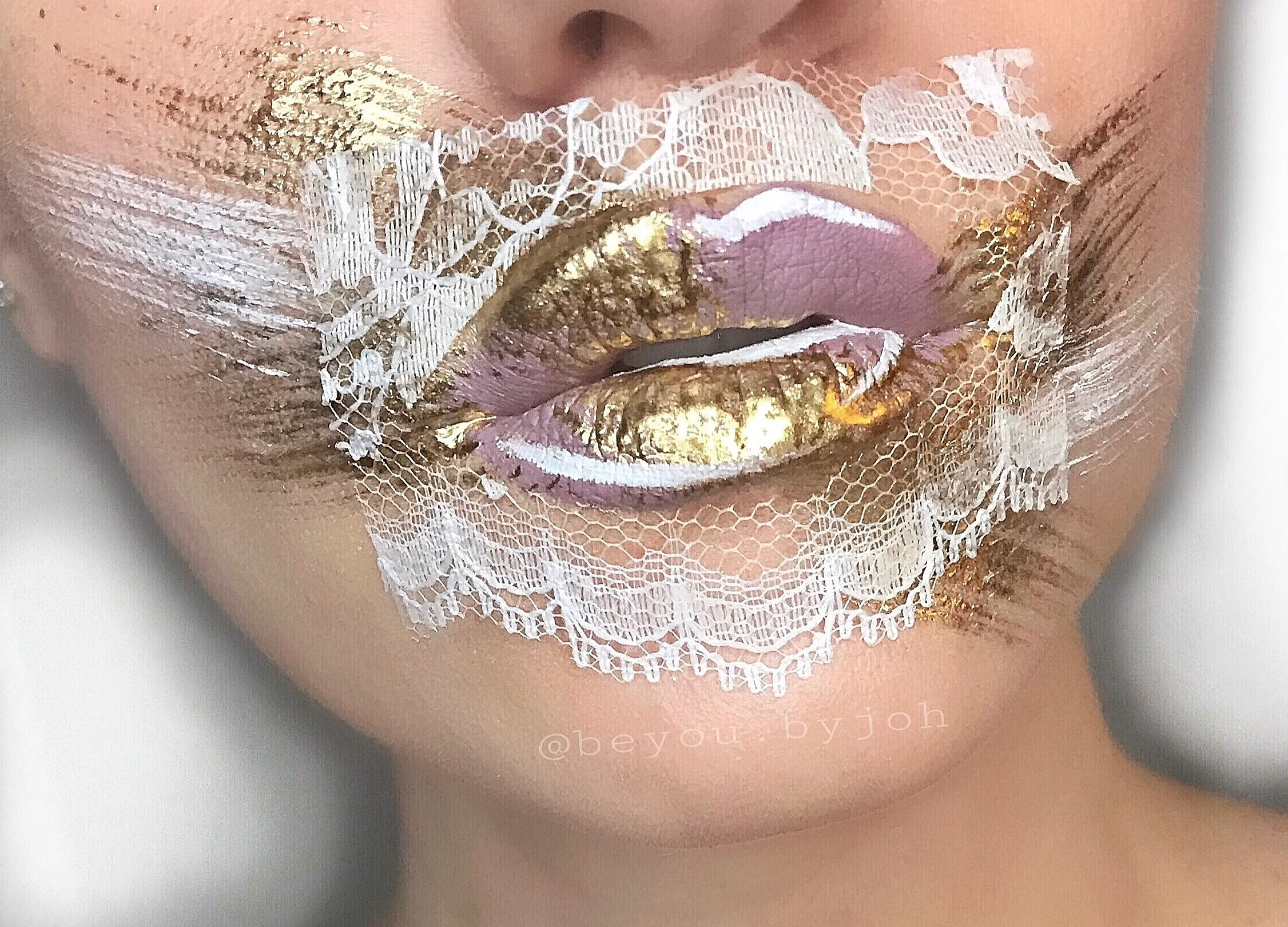 Abstract art Pink, gold & lace
