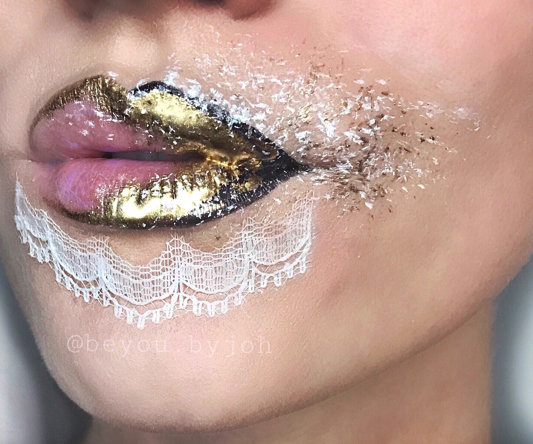 Pretty in lace Black, gold, lace & dandelion 