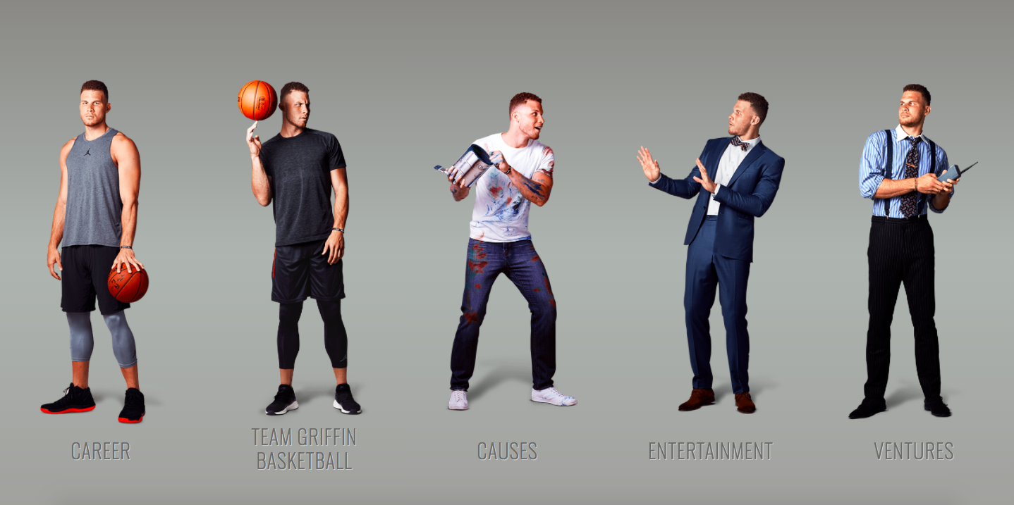 A screenshot of the homepage on blakegriffin.com