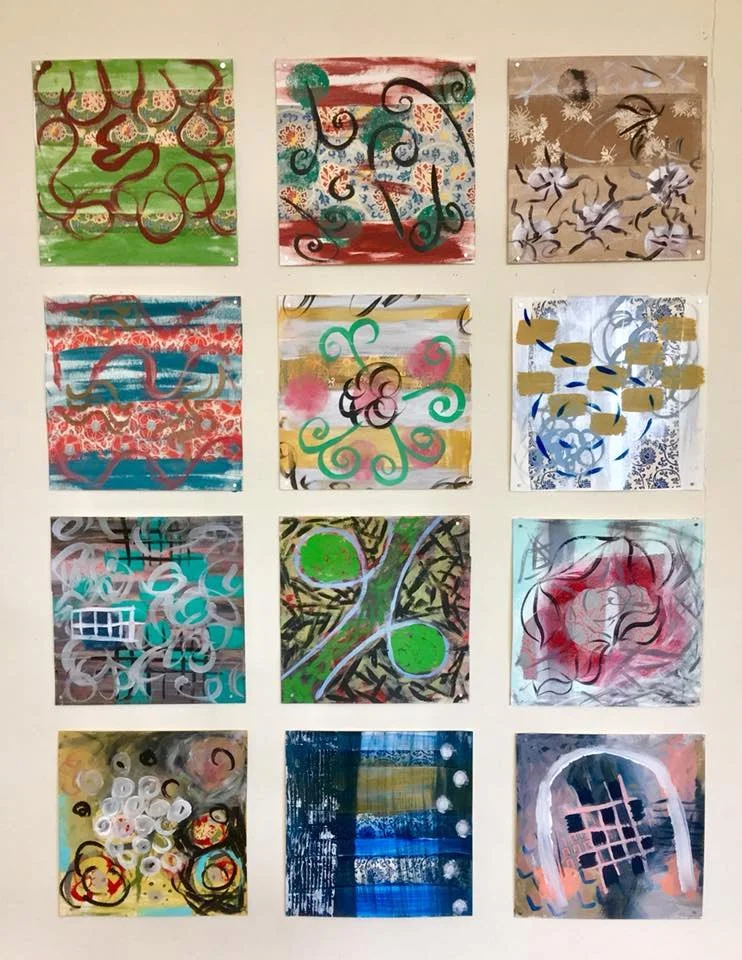 PATTERNED SERIES - Fall 2018 (each painting on paper is 12 x 12 inches)