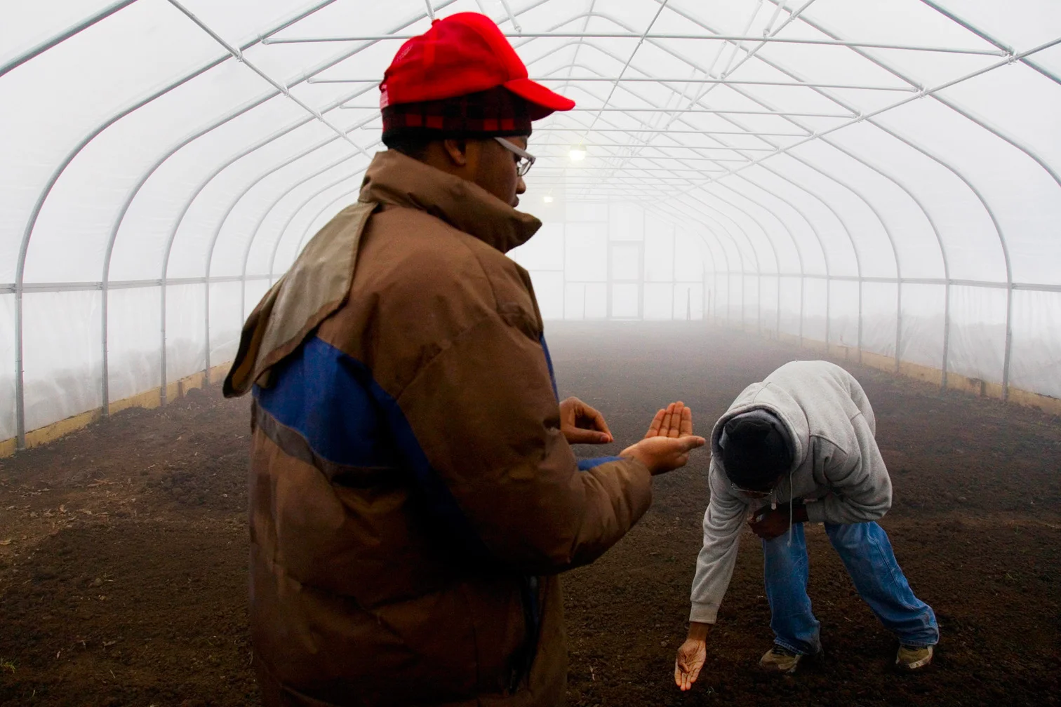 Teens work in a community garden in Flint - 2010