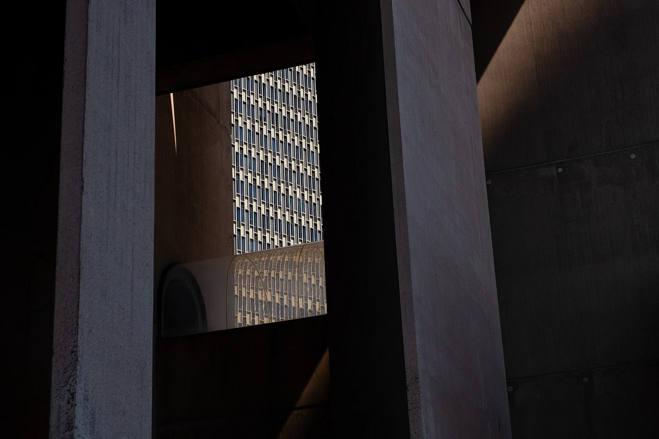  Fleeting light in the Christian Science Plaza. 