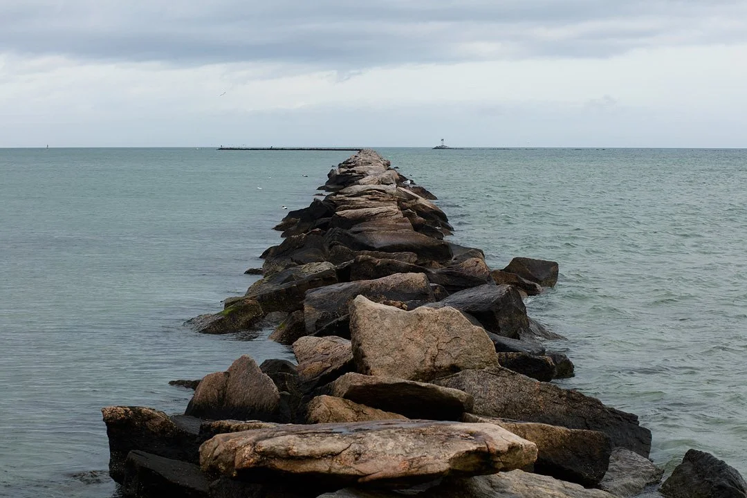  Nantucket’s jetty, extending out from the main harbor. 