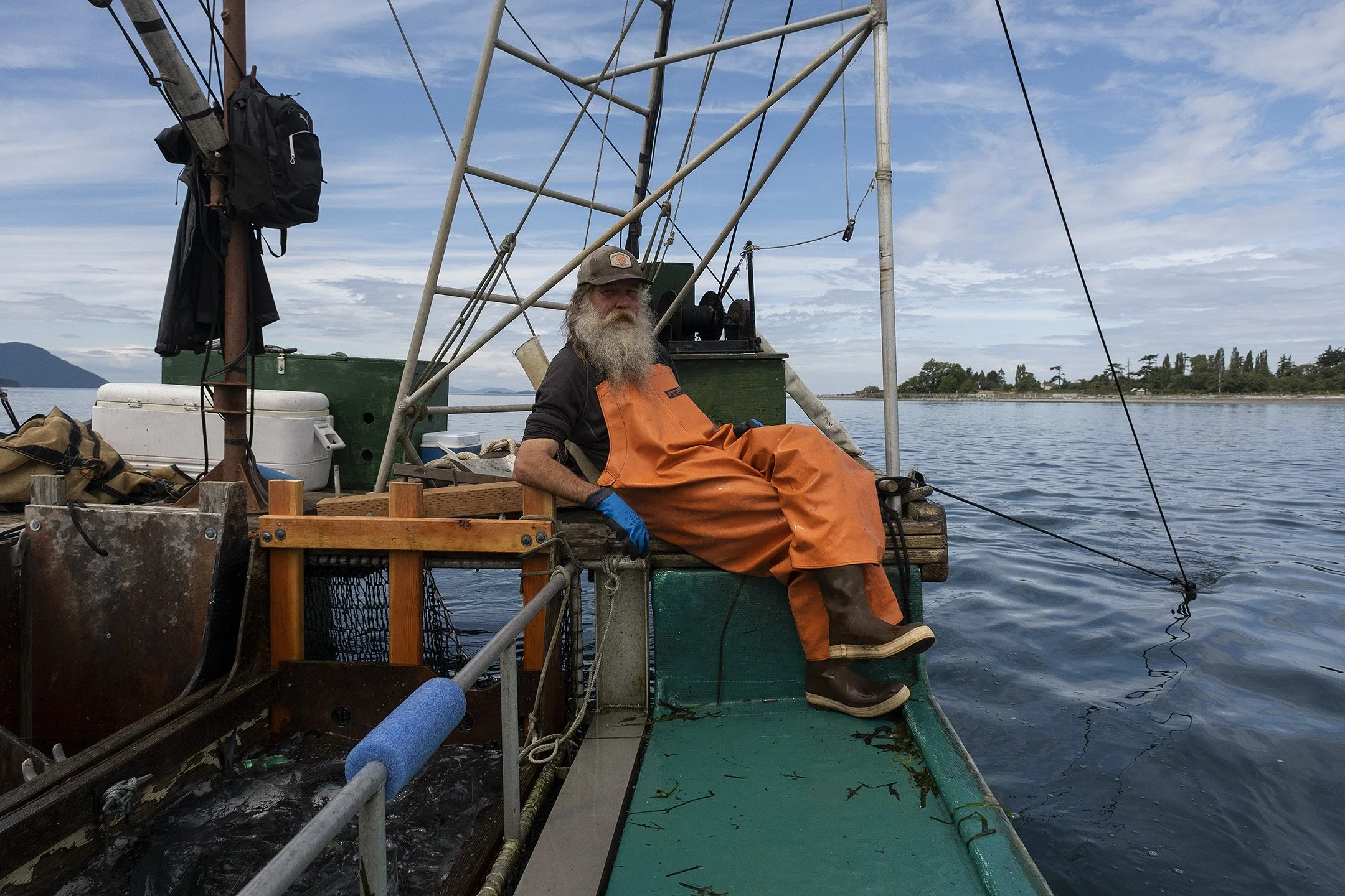 Kevin waits for the next school of salmon to enter the net.