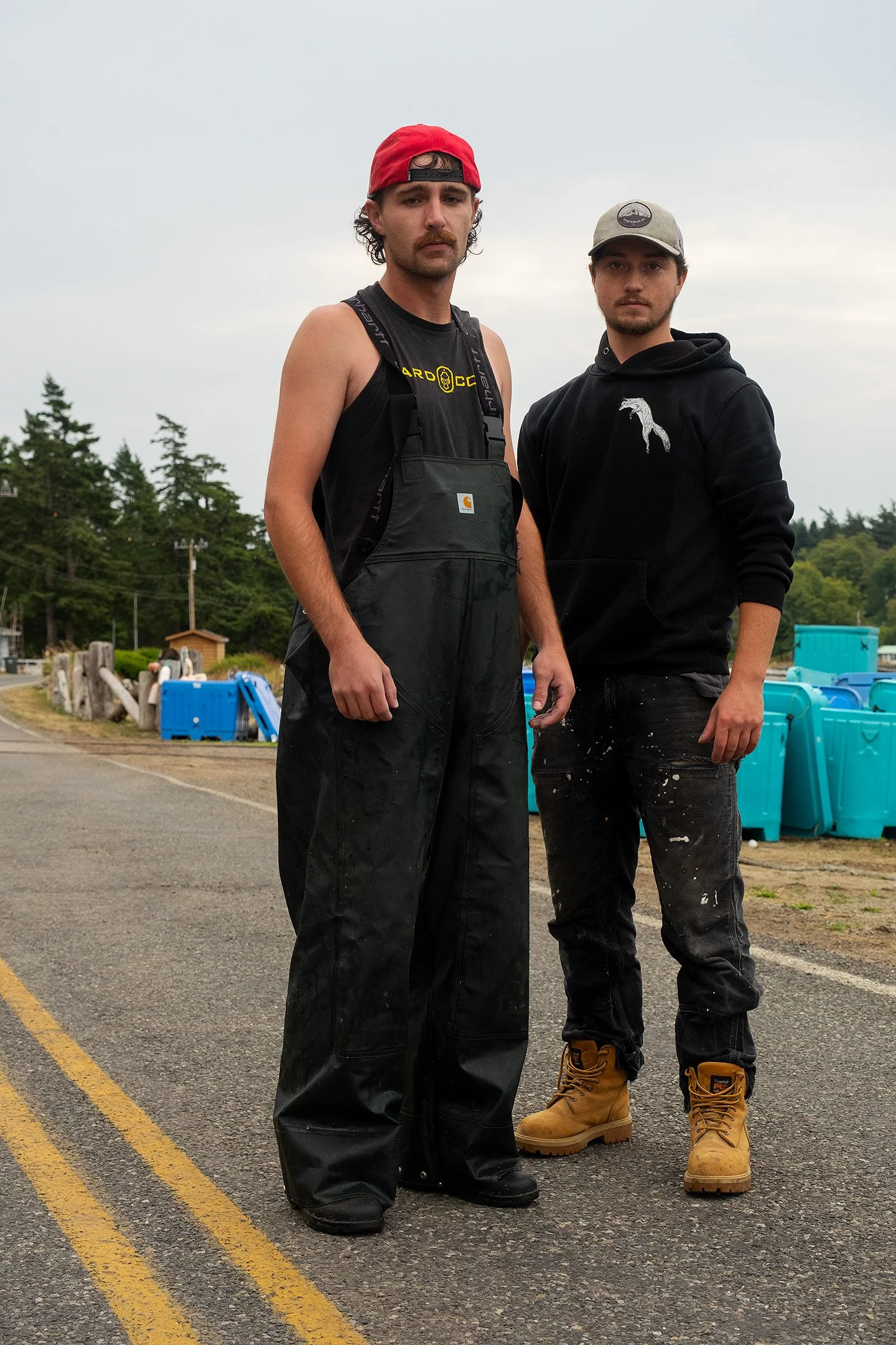 Ryan and Johnny, on Legoe Bay Rd, during a break in fishing on a split-tide day.