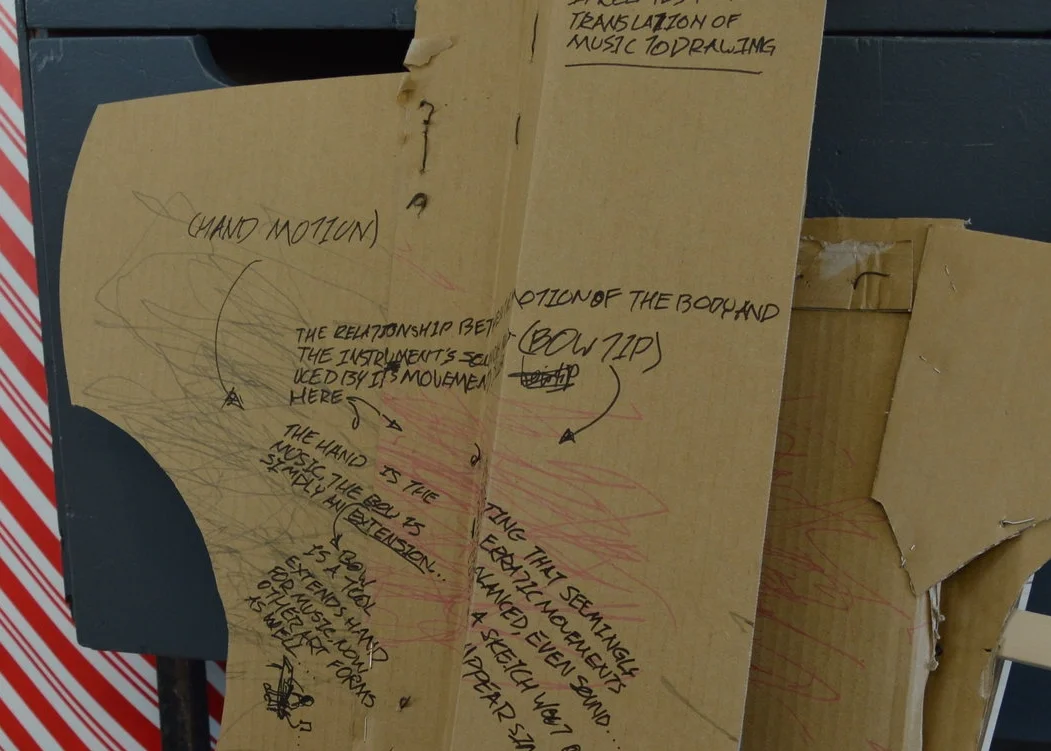  As I recorded the movements, I made notes of ideas regarding the translation I was exploring, specifically regarding the motion of the hand. As well, I was considering the translation of music to other art forms, and the methods of translation used 