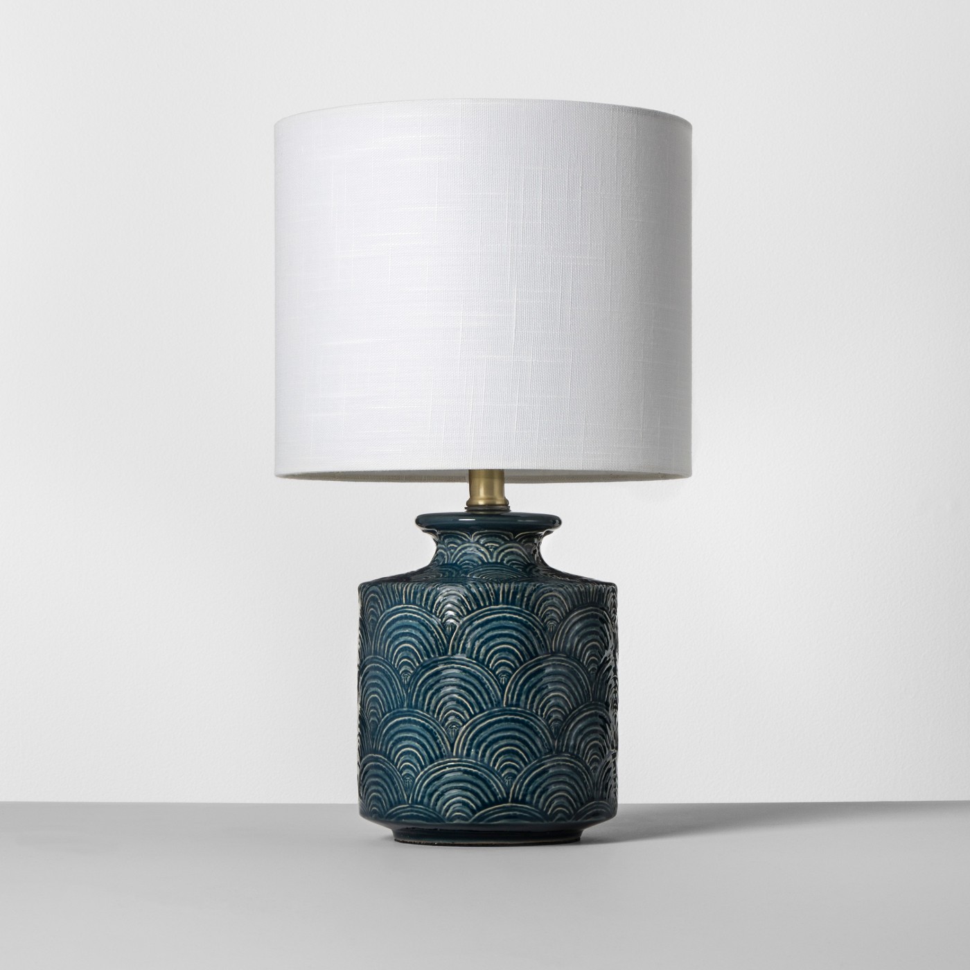 Opalhouse Ceramic Scallop Print Teal Table Lamp