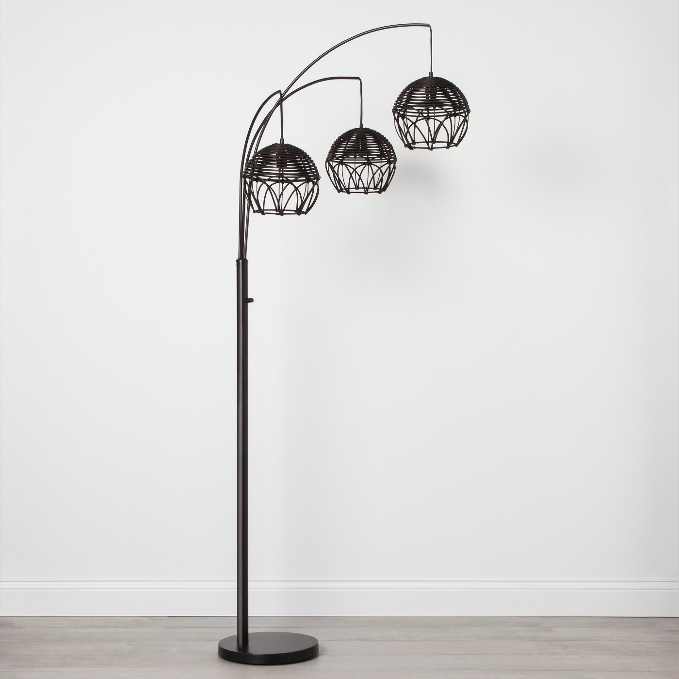 Opalhouse Rattan 3 Head Arc Floor Lamp Black