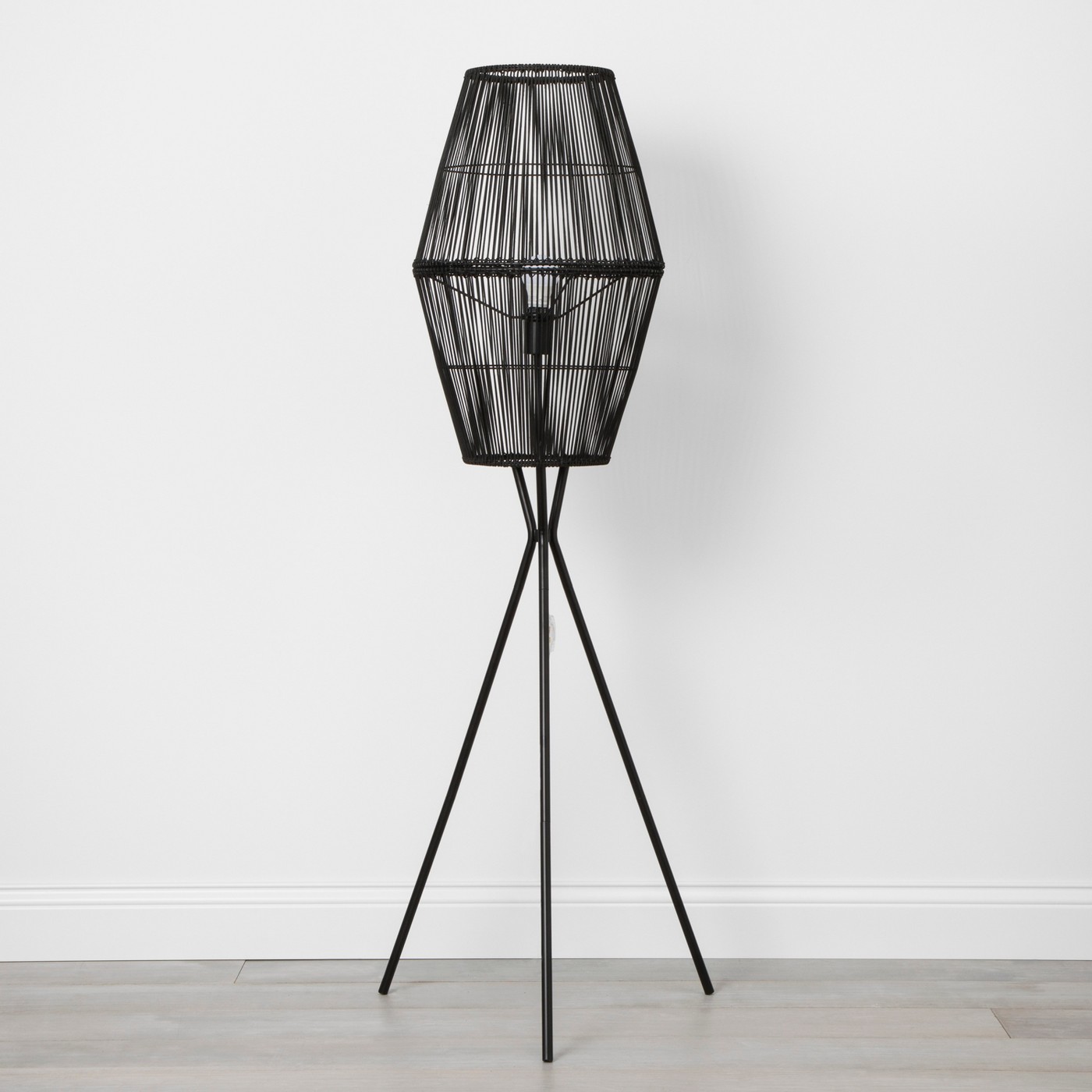 Opalhouse Rattan Diamond Tripod Floor Lamp Black