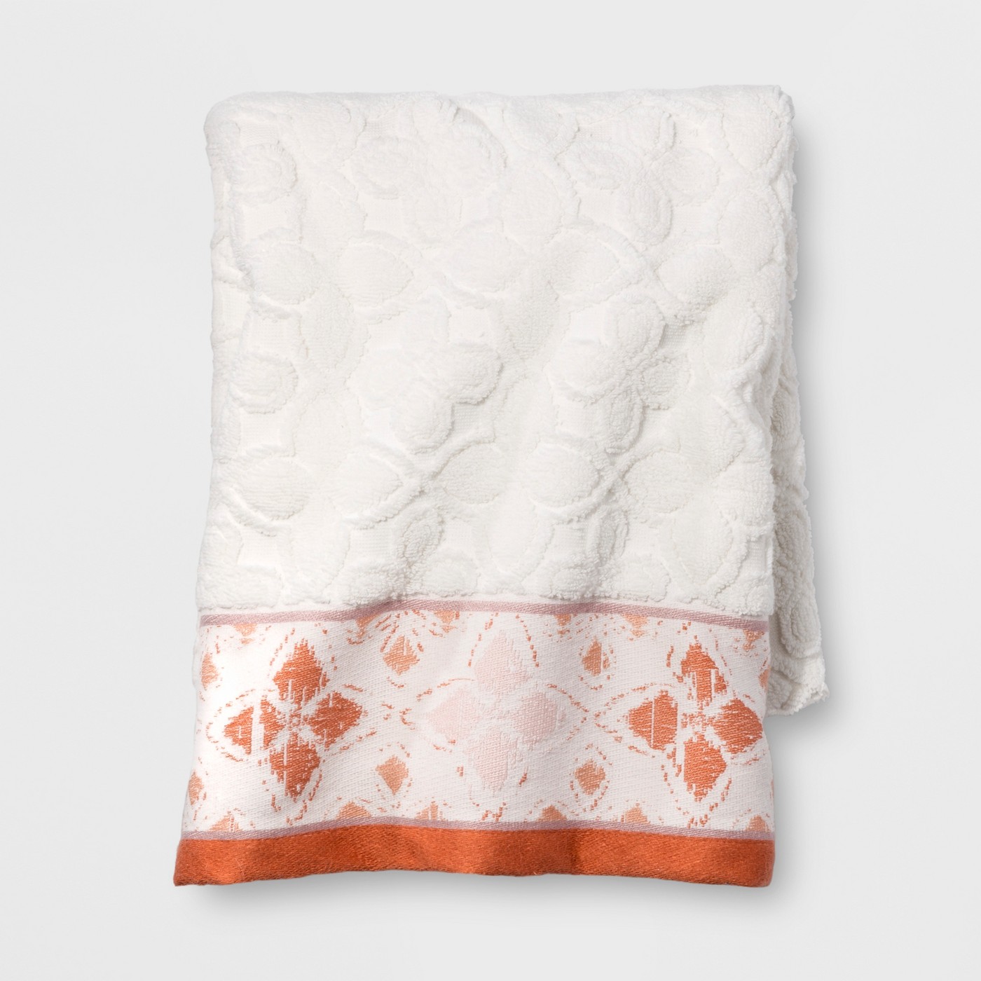 Opalhouse Diamond Border Towel White Orange