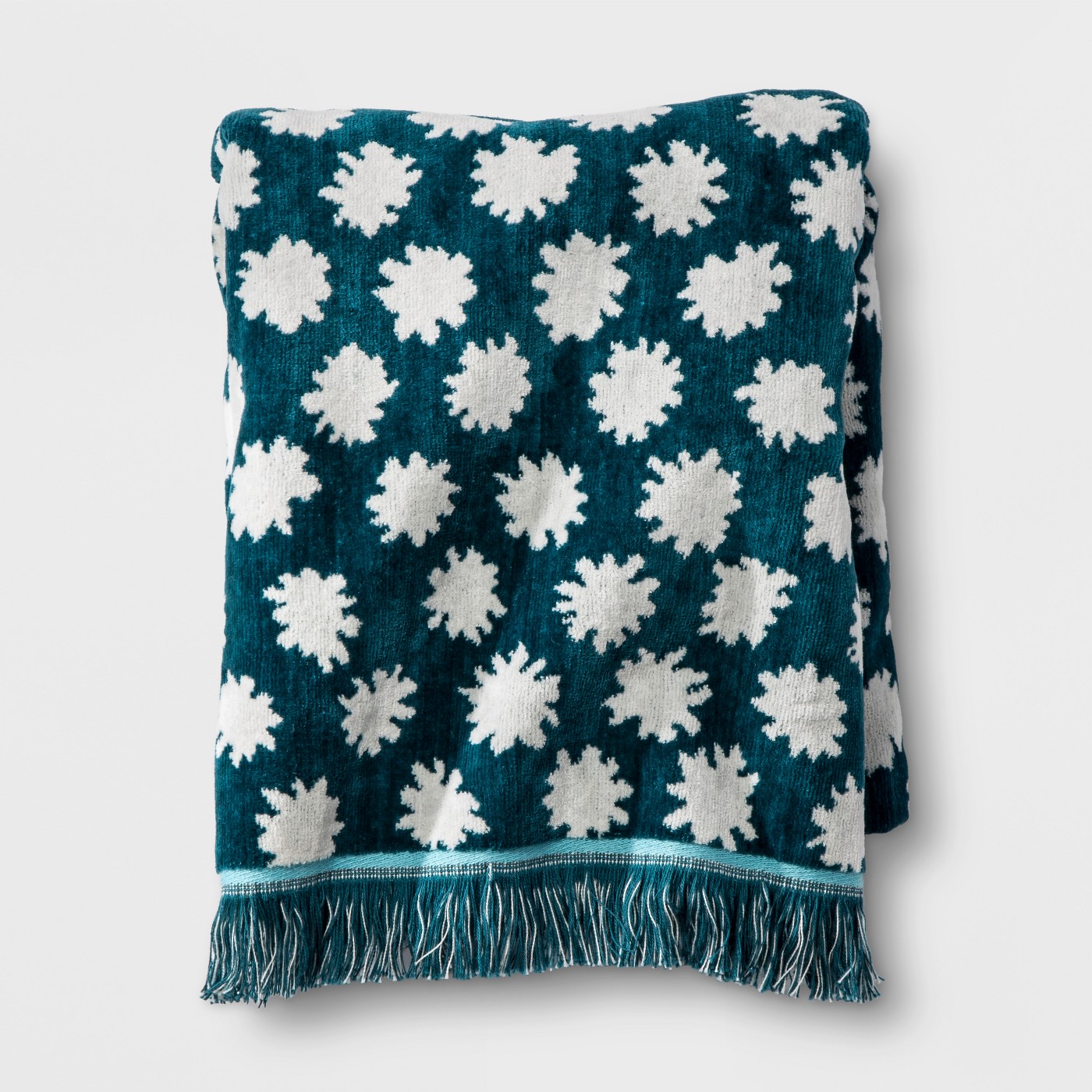 Opalhouse Sheered Floral Fringe Towel Teal