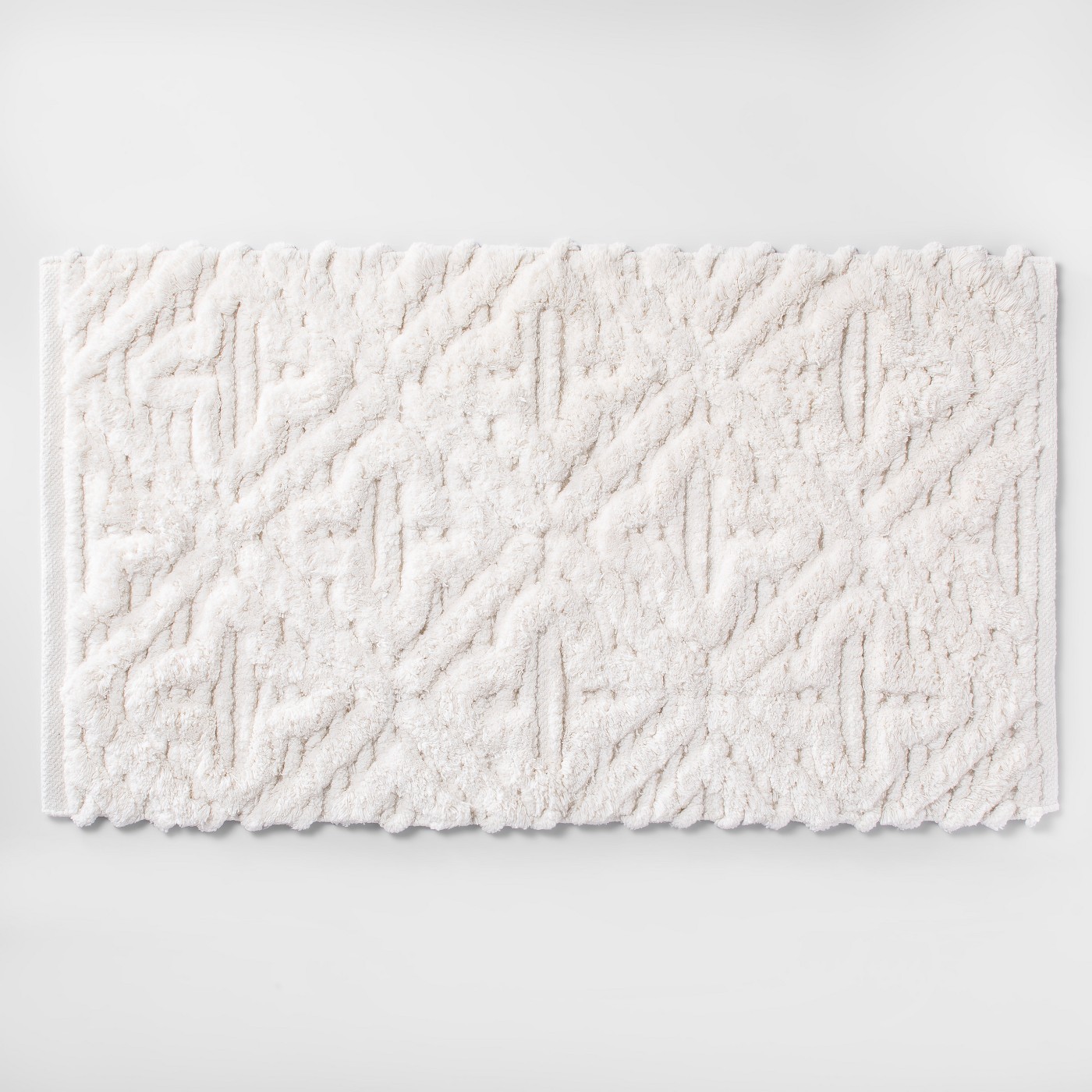 Opalhouse Textured Diamond Shag Bath Rug White