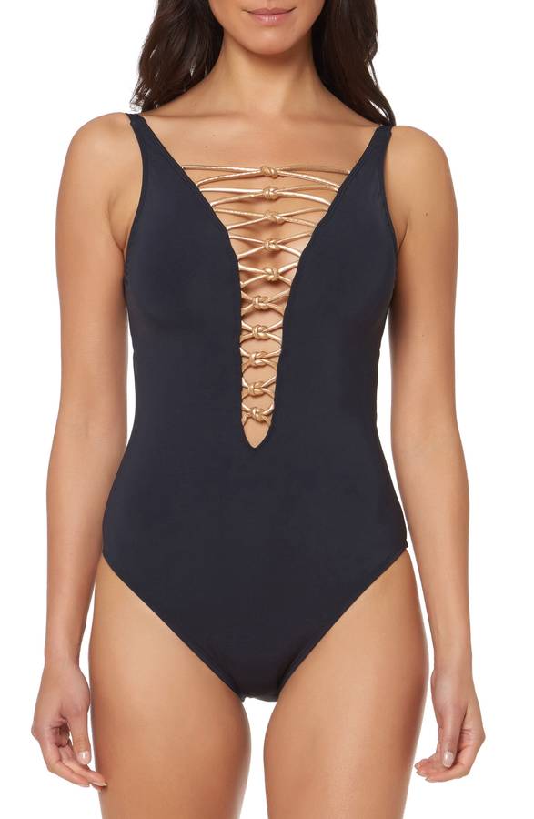 Lace Up One Piece Swimsuit