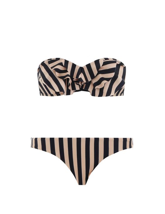 Stripe Frill Bandeau Bikini